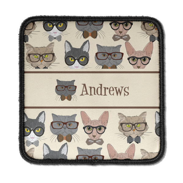 Custom Hipster Cats Iron On Square Patch w/ Name or Text