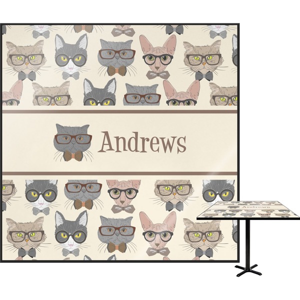 Custom Hipster Cats Square Table Top - 30" (Personalized)