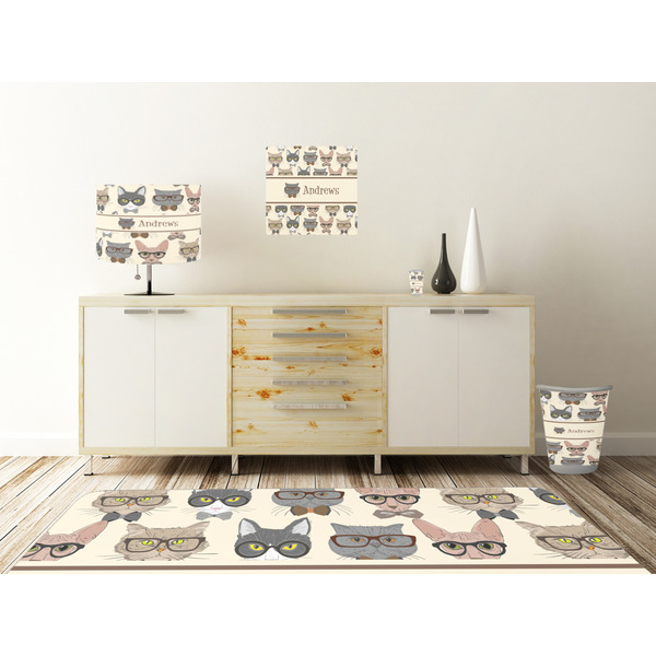 Hipster Cats Square Wall Decal Wooden Desk