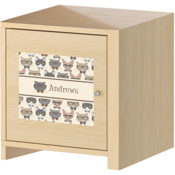 Hipster Cats Square Wall Decal on Wooden Cabinet