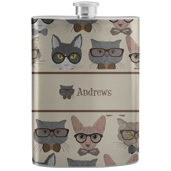 Custom Hipster Cats Stainless Steel Flask (Personalized)
