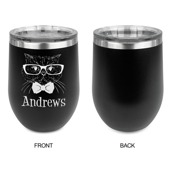 Hipster Cats Stainless Wine Tumblers - Black - Single Sided - Approval