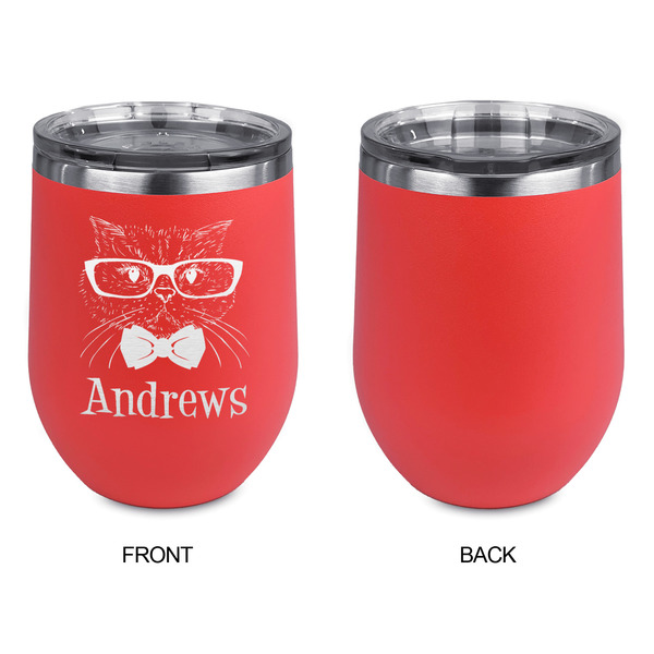 Hipster Cats Stainless Wine Tumblers - Coral - Single Sided - Approval