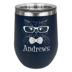 Hipster Cats Stemless Wine Tumbler - 5 Color Choices - Stainless Steel  (Personalized)