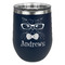 Hipster Cats Stainless Wine Tumblers - Navy - Single Sided - Front
