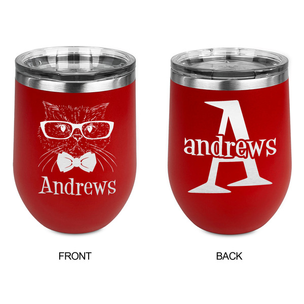 Hipster Cats Stainless Wine Tumblers - Red - Double Sided - Approval