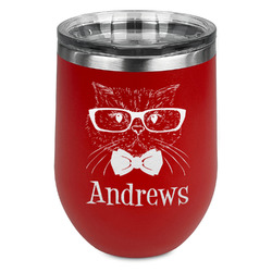 Hipster Cats Stemless Stainless Steel Wine Tumbler - Red - Double Sided (Personalized)