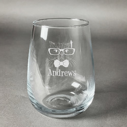 Hipster Cats Stemless Wine Glass - Engraved (Personalized)
