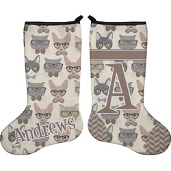 Hipster Cats Holiday Stocking - Double-Sided - Neoprene (Personalized)