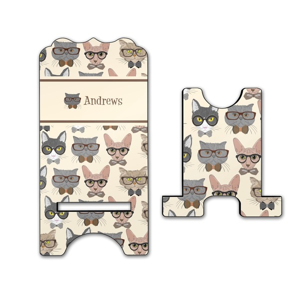 Hipster Cats Stylized Phone Stand - Front & Back - Large