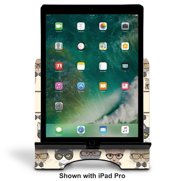Hipster Cats Stylized Tablet Stand - Front with ipad