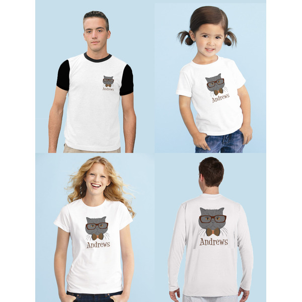 Hipster Cats Sublimation Sizing on Shirts