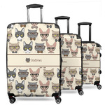 Hipster Cats 3 Piece Luggage Set - 20" Carry On, 24" Medium Checked, 28" Large Checked (Personalized)