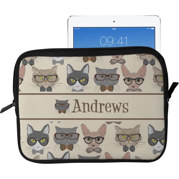 Custom Hipster Cats Tablet Case / Sleeve - Large (Personalized)