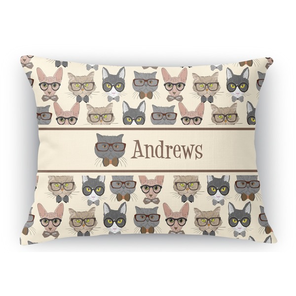 Custom Hipster Cats Rectangular Throw Pillow Case (Personalized)