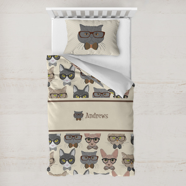 Custom Hipster Cats Toddler Bedding Set - With Pillowcase (Personalized)