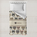 Hipster Cats Toddler Duvet Cover w/ Name or Text