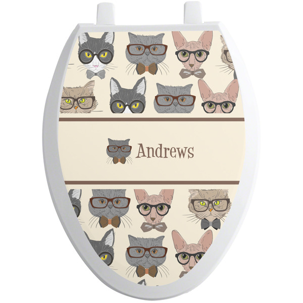 Custom Hipster Cats Toilet Seat Decal - Elongated (Personalized)
