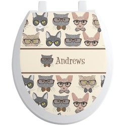 Hipster Cats Toilet Seat Decal - Round (Personalized)