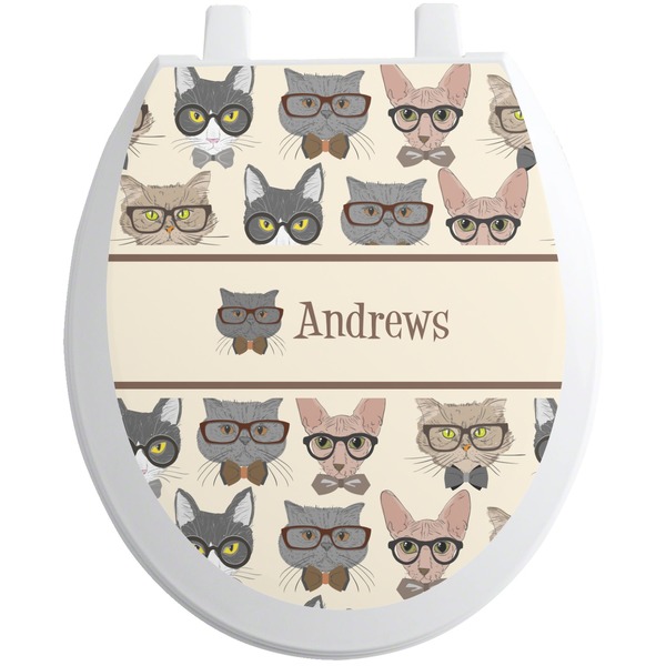 Custom Hipster Cats Toilet Seat Decal - Round (Personalized)