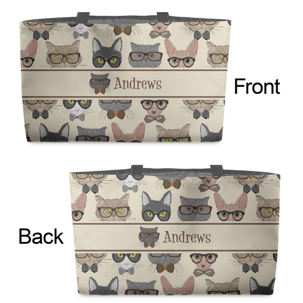 Hipster Cats Tote w/Black Handles - Front & Back Views