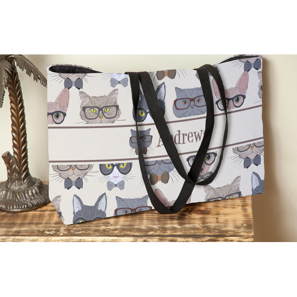 Hipster Cats Tote w/Black Handles - Lifestyle View