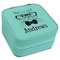Hipster Cats Travel Jewelry Box - Teal Leather (Personalized)