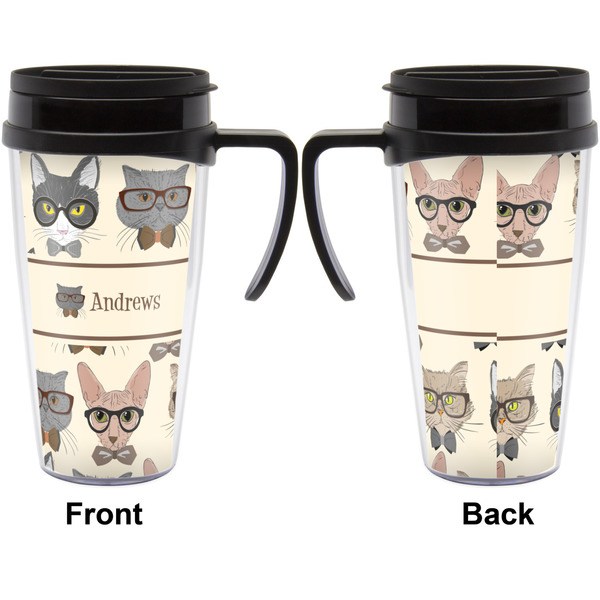 Hipster Cats Travel Mug with Black Handle - Approval