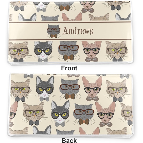 Hipster Cats Vinyl Check Book Cover - Front and Back