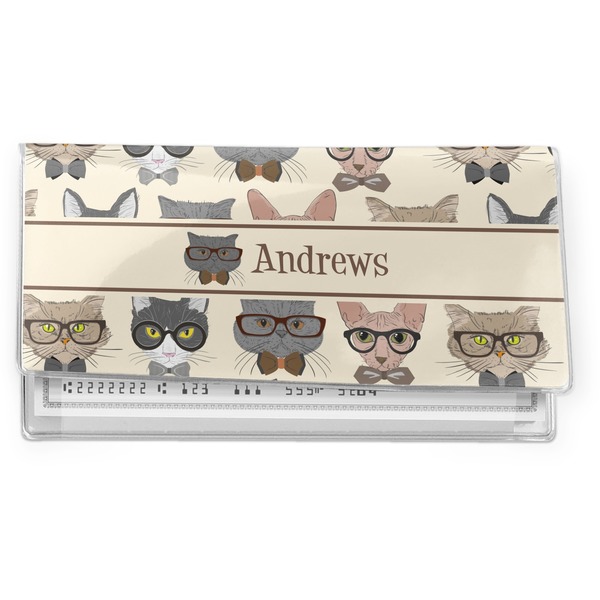 Custom Hipster Cats Vinyl Checkbook Cover (Personalized)