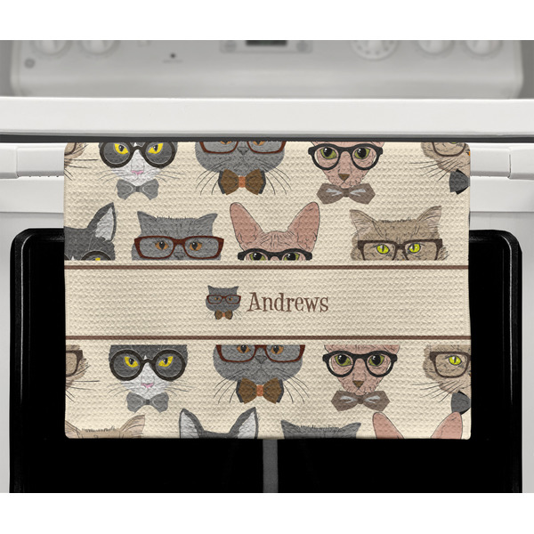 Hipster Cats Waffle Weave Towel - Full Color Print - Lifestyle2 Image