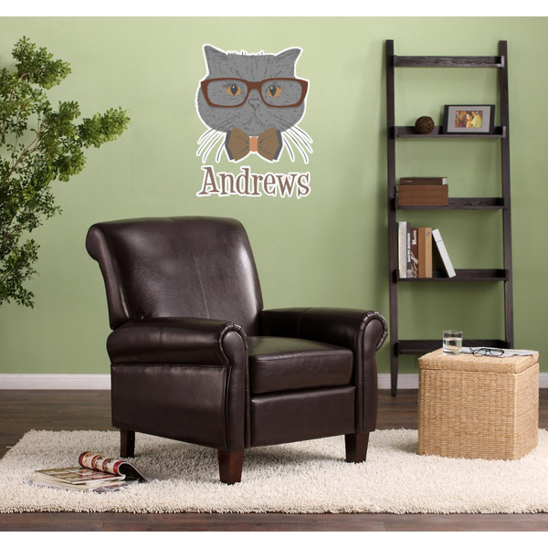Hipster Cats Wall Graphic on Living Room Wall