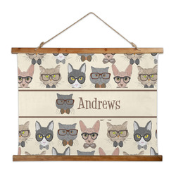 Hipster Cats Wall Hanging Tapestry - Wide (Personalized)
