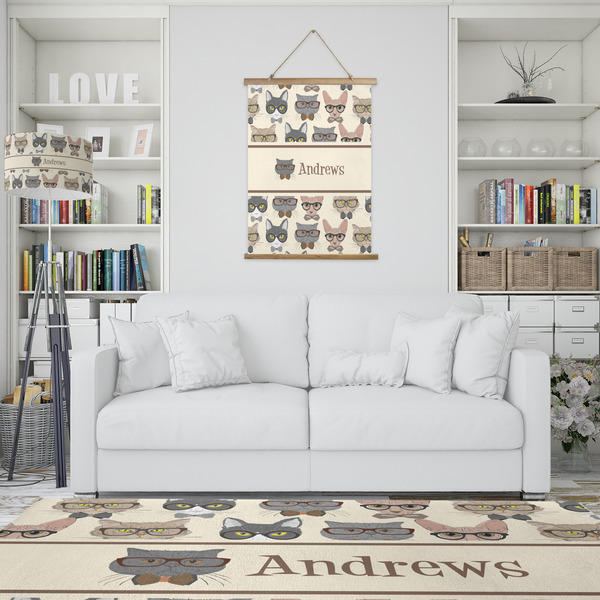 Hipster Cats Wall Hanging Tapestry - Portrait - IN CONTEXT