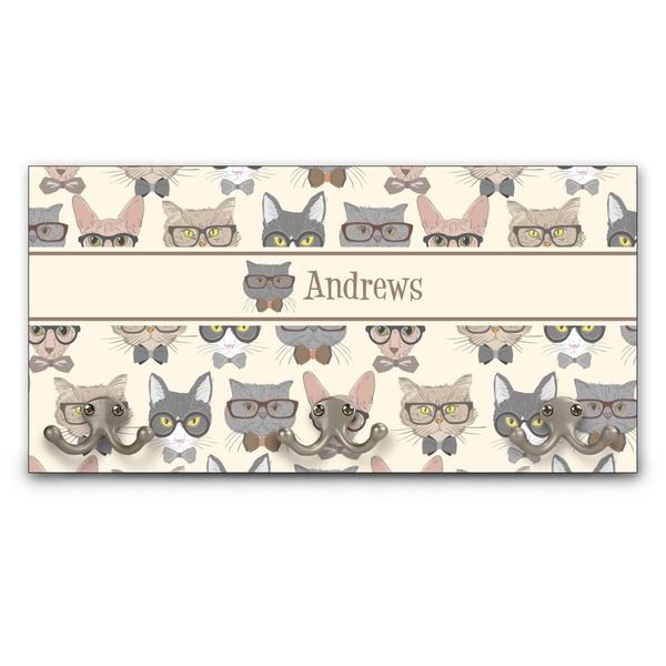 Custom Hipster Cats Wall Mounted Coat Rack (Personalized)