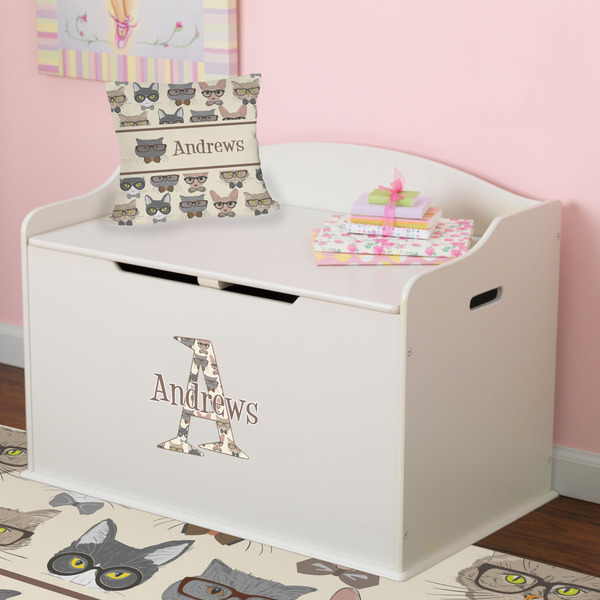 Hipster Cats Wall Name & Initial Small on Toy Chest