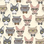 Hipster Cats Wallpaper & Surface Covering (Peel & Stick 24"x 24" Sample)