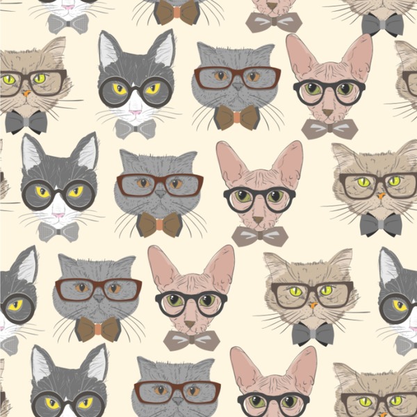 Custom Hipster Cats Wallpaper & Surface Covering (Water Activated 24"x 24" Sample)
