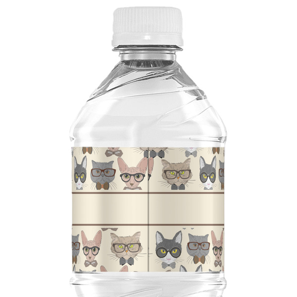 Hipster Cats Water Bottle Label - Back View