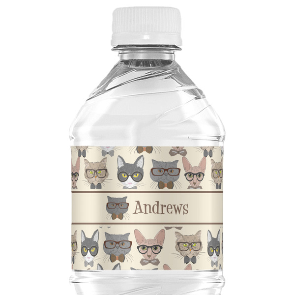 Custom Hipster Cats Water Bottle Labels - Custom Sized (Personalized)