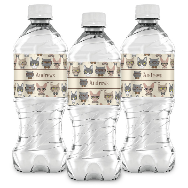 Hipster Cats Water Bottle Labels - Front View
