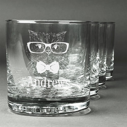 Hipster Cats Whiskey Glasses (Set of 4) (Personalized)