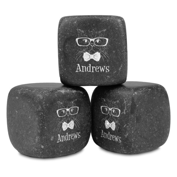 Custom Hipster Cats Whiskey Stone Set - Set of 3 (Personalized)