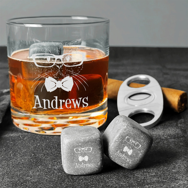 Hipster Cats Whiskey Stones - Set of 3 - In Context
