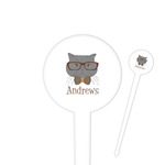 Hipster Cats 4" Round Plastic Food Picks - White - Single Sided (Personalized)