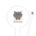 Hipster Cats 6" Round Plastic Food Picks - White - Double Sided (Personalized)