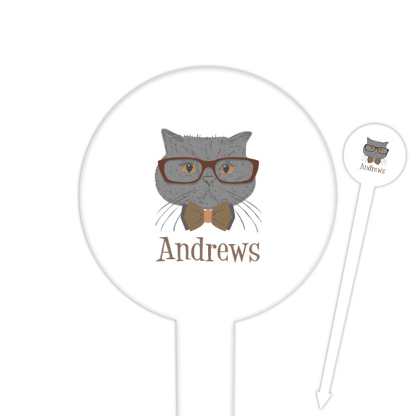 Custom Hipster Cats 6" Round Plastic Food Picks - White - Double Sided (Personalized)