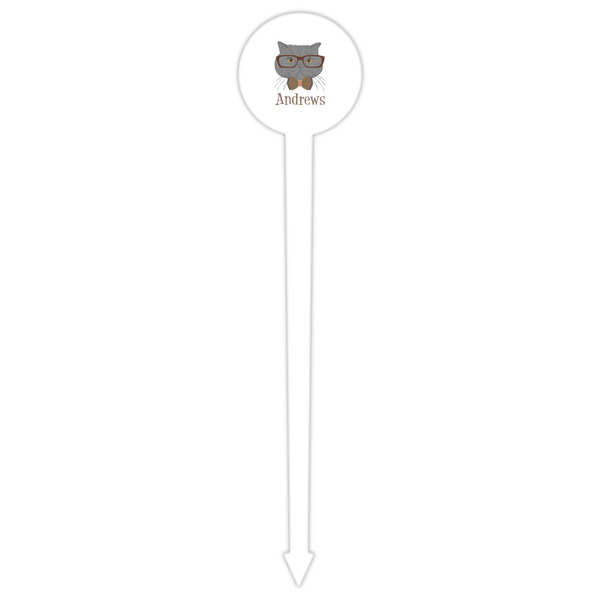Hipster Cats White Plastic 6" Food Pick - Round - Single Pick