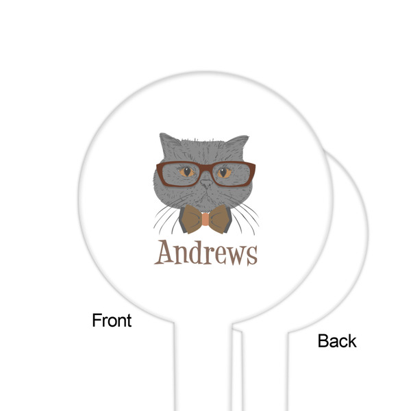 Hipster Cats White Plastic 6" Food Pick - Round - Single Sided - Front & Back