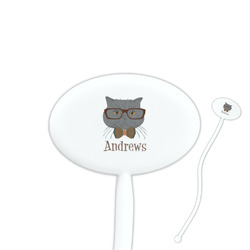 Hipster Cats 7" Oval Plastic Stir Sticks - White - Single Sided (Personalized)